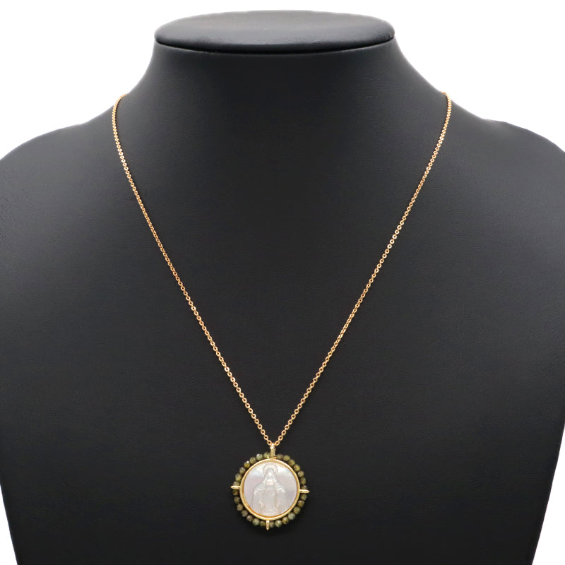 Customized Wholesale Fashion Design Gold Plated Chain Brass Chain Jewelry Natural Stone Beads Shell Pendant Necklace