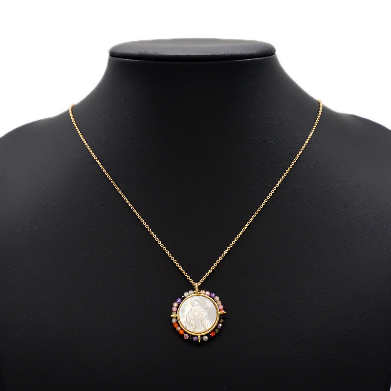 Customized Wholesale Fashion Design Gold Plated Chain Brass Chain Jewelry Natural Stone Beads Shell Pendant Necklace