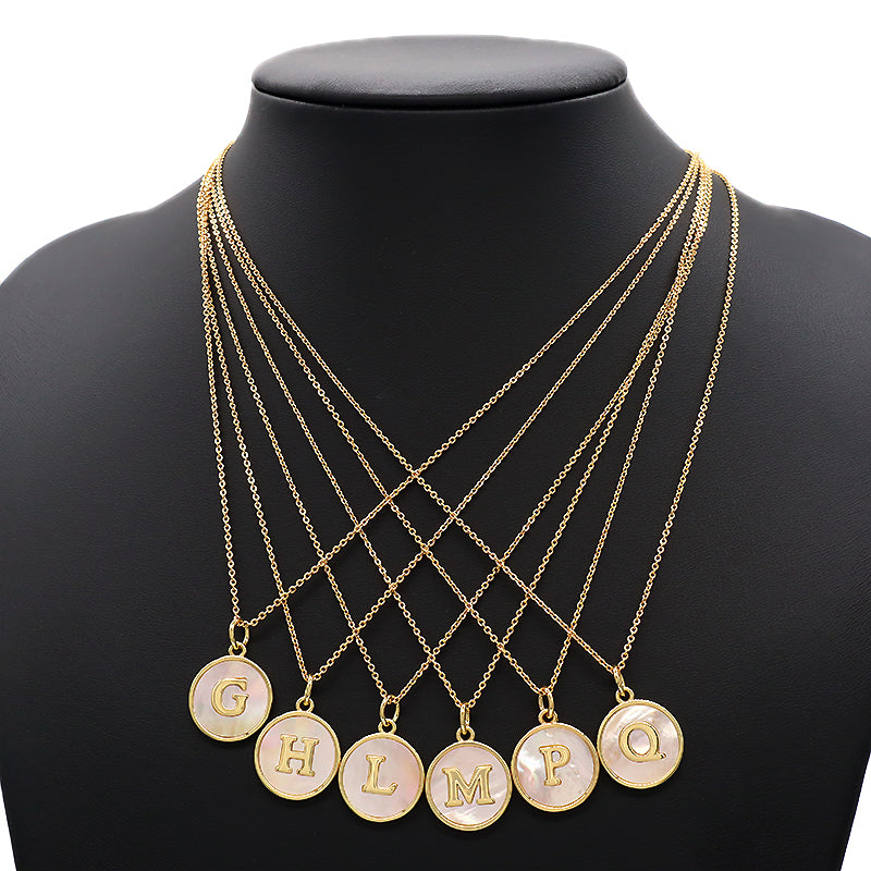 Newest Wholesale Customizable Letters Pendant Jewelry Gift Shell Pendant Gold Plated Necklace