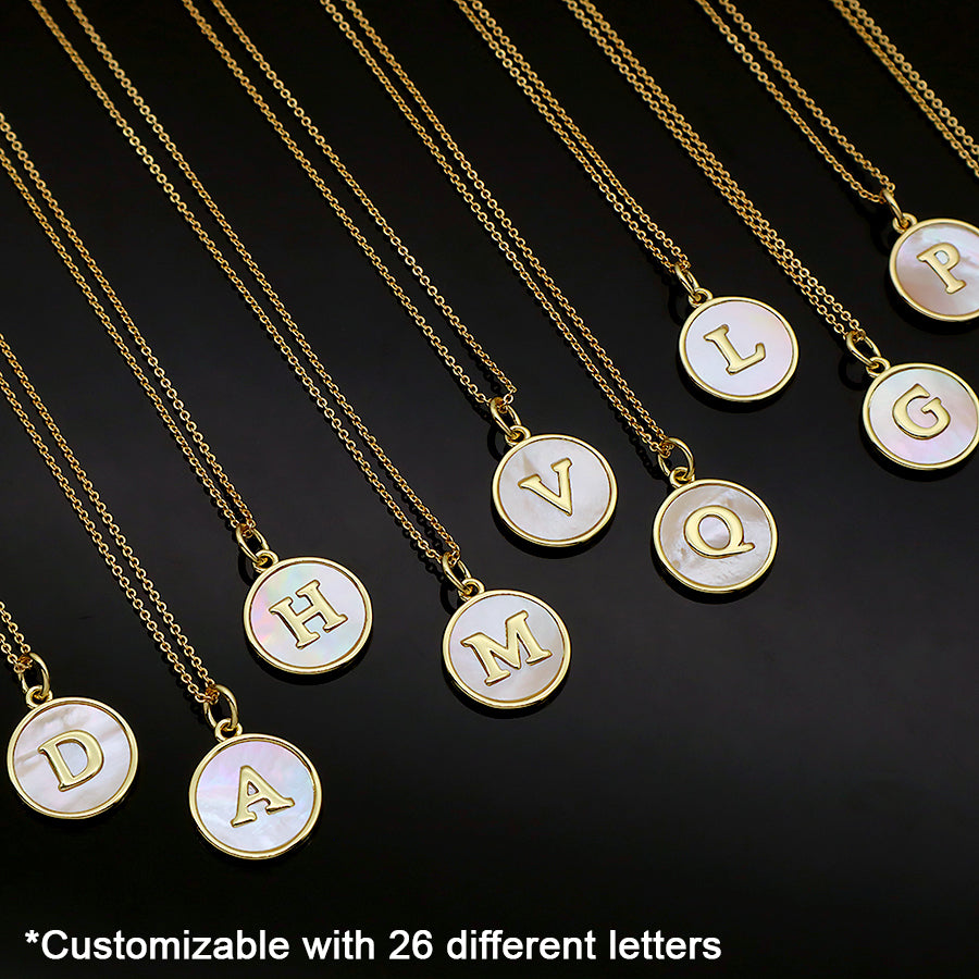 Newest Wholesale Customizable Letters Pendant Jewelry Gift Shell Pendant Gold Plated Necklace