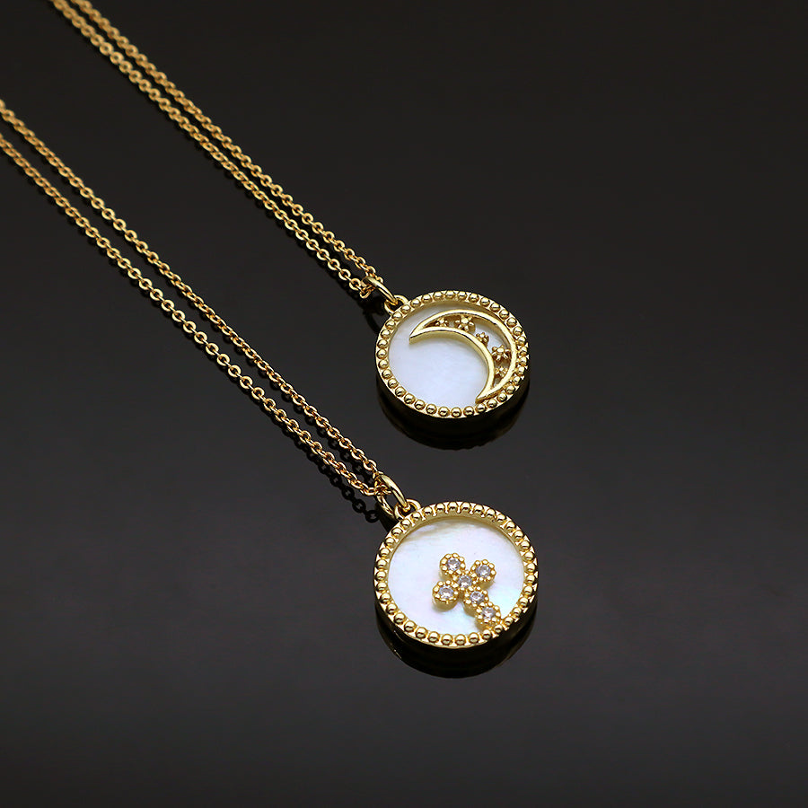 Factory Fashion Newest Custom Wholesale Shell Pendant Gold Plated Chain Jewelry Brass Chain Necklace