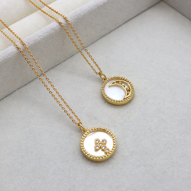 Factory Fashion Newest Custom Wholesale Shell Pendant Gold Plated Chain Jewelry Brass Chain Necklace