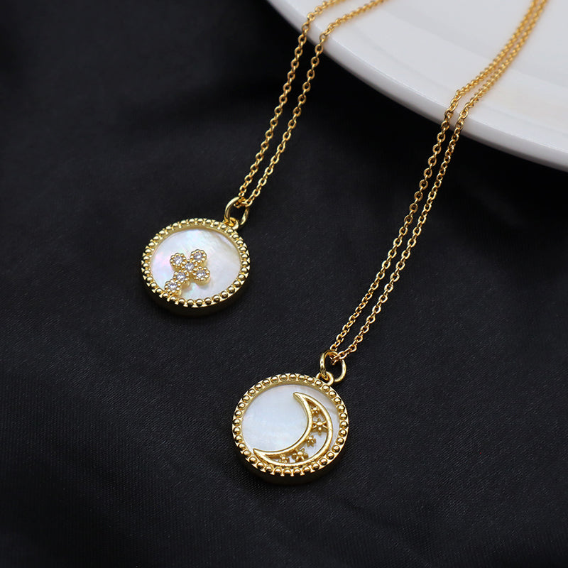 Factory Fashion Newest Custom Wholesale Shell Pendant Gold Plated Chain Jewelry Brass Chain Necklace