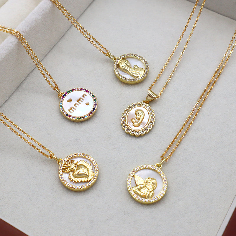 Newest Customizable Factory Fashion Wholesale CZ Shell Pendant Gold Plated Chain Jewelry Brass Chain Necklace