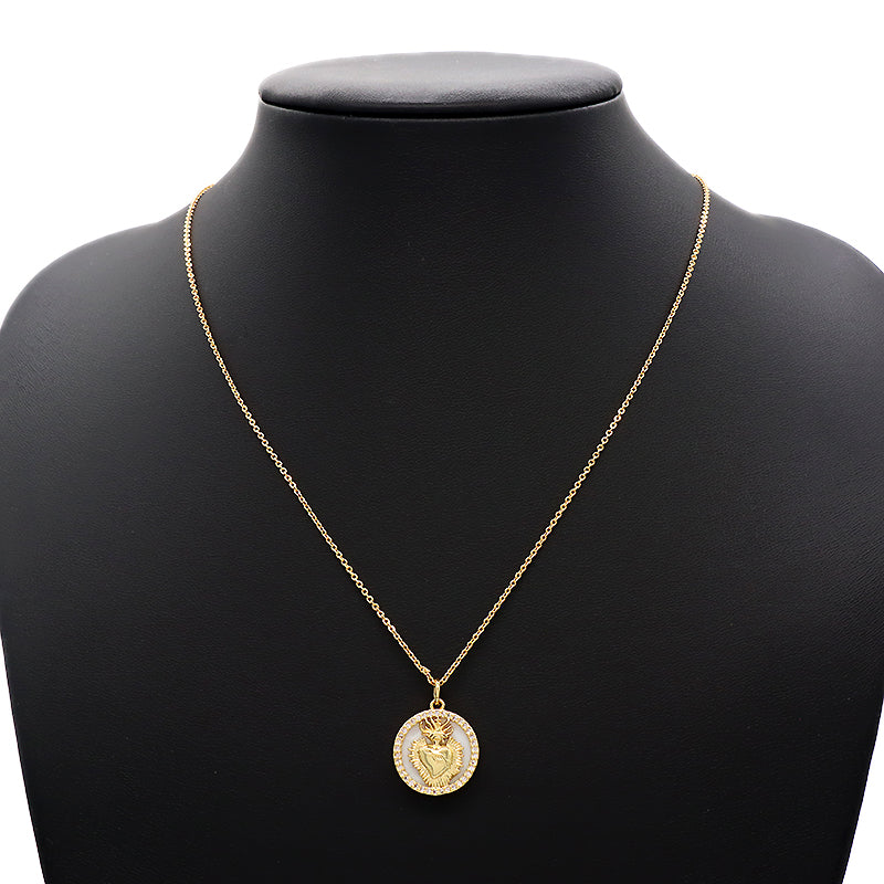 Newest Customizable Factory Fashion Wholesale CZ Shell Pendant Gold Plated Chain Jewelry Brass Chain Necklace