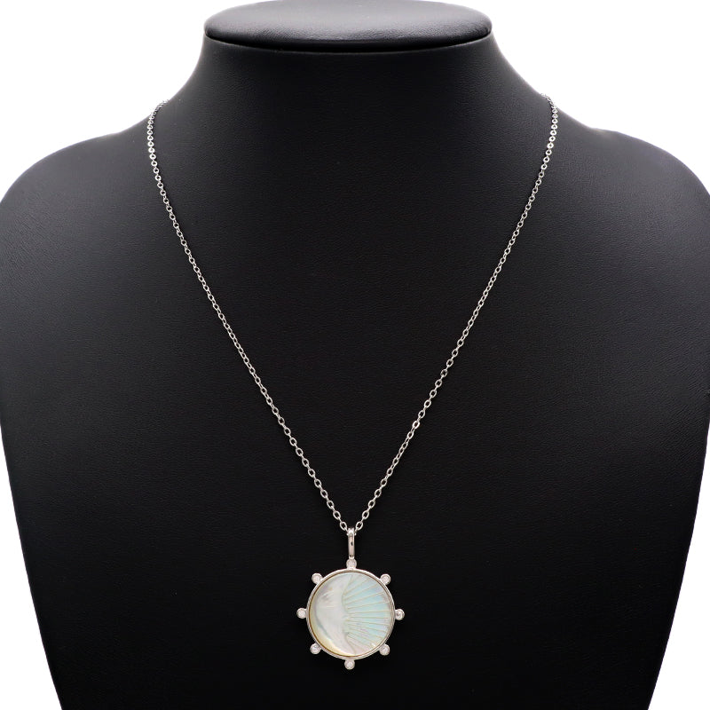 OEM Wholesale Newest Design Customizable Moon Pendant Jewelry Gift Shell Pendant Gold Plated Stainless Steel Chain Necklace For Women