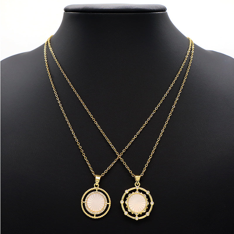 Good Quality Wholesale Newest Customizable Patterned Edges Pendant Jewelry Gift Shell Pendant Gold Plated Stainless Steel Chain Necklace For Women