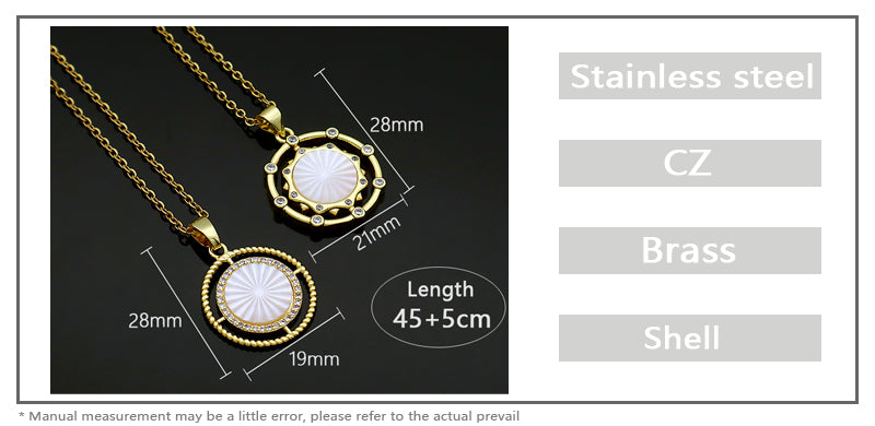 Good Quality Wholesale Newest Customizable Patterned Edges Pendant Jewelry Gift Shell Pendant Gold Plated Stainless Steel Chain Necklace For Women