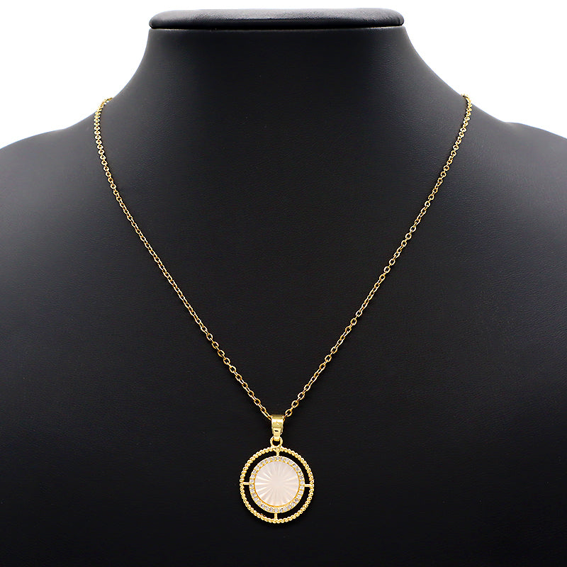 Good Quality Wholesale Newest Customizable Patterned Edges Pendant Jewelry Gift Shell Pendant Gold Plated Stainless Steel Chain Necklace For Women