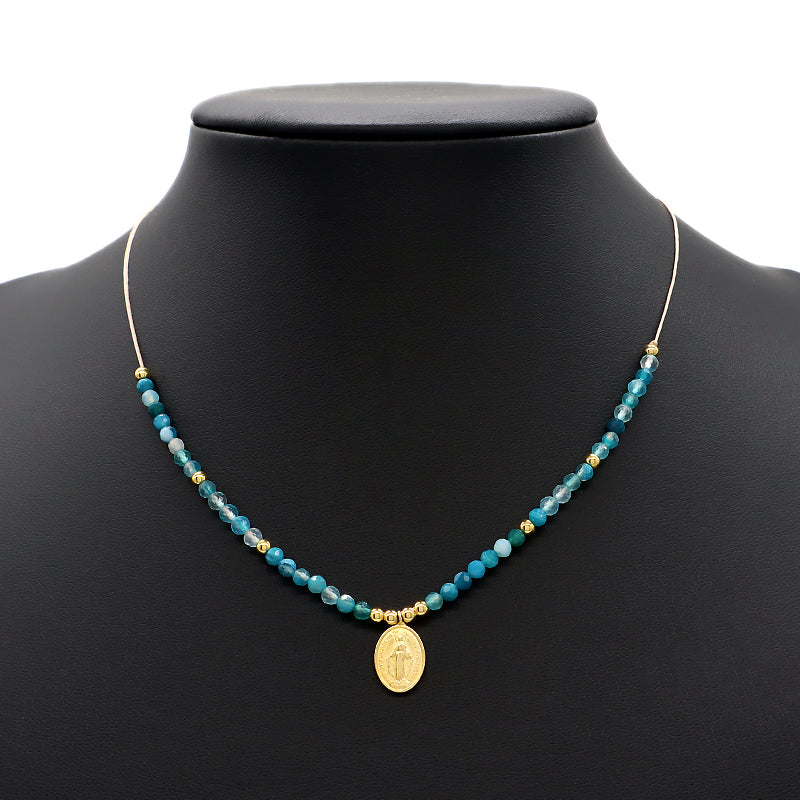 Handmade Natural Stone Beads Gold Plated 925 Sterling Silver Charms Necklace Bracelet Jewelry Set