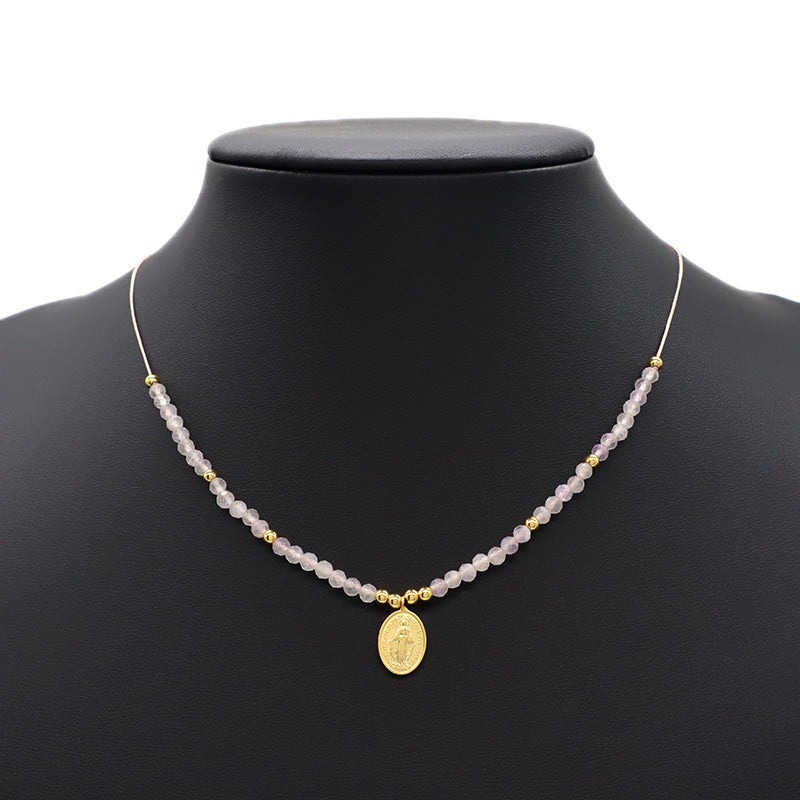 Handmade Natural Stone Beads Gold Plated 925 Sterling Silver Charms Necklace Bracelet Jewelry Set