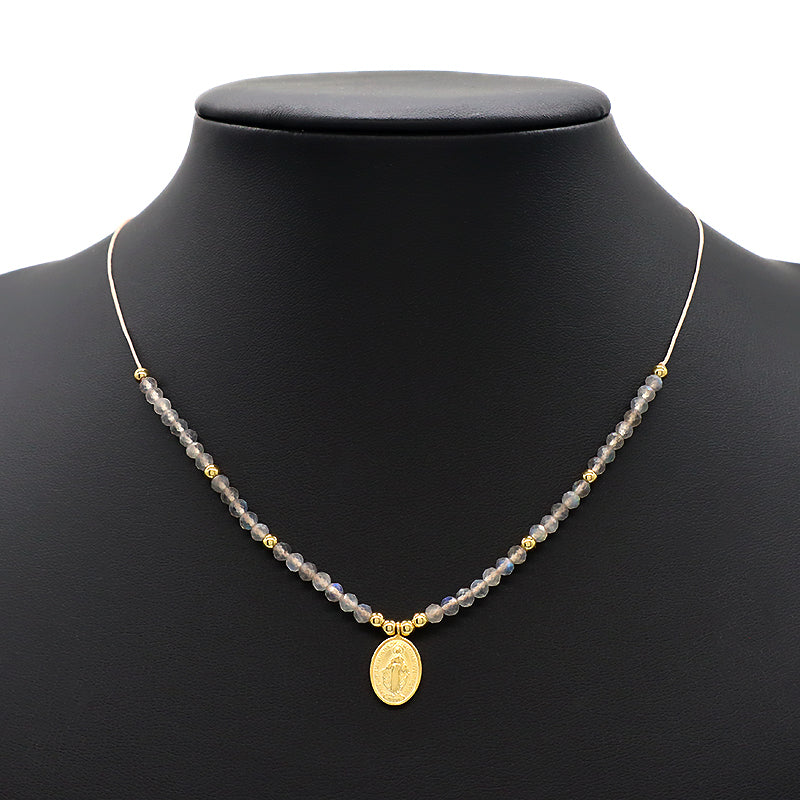 Handmade Natural Stone Beads Gold Plated 925 Sterling Silver Charms Necklace Bracelet Jewelry Set