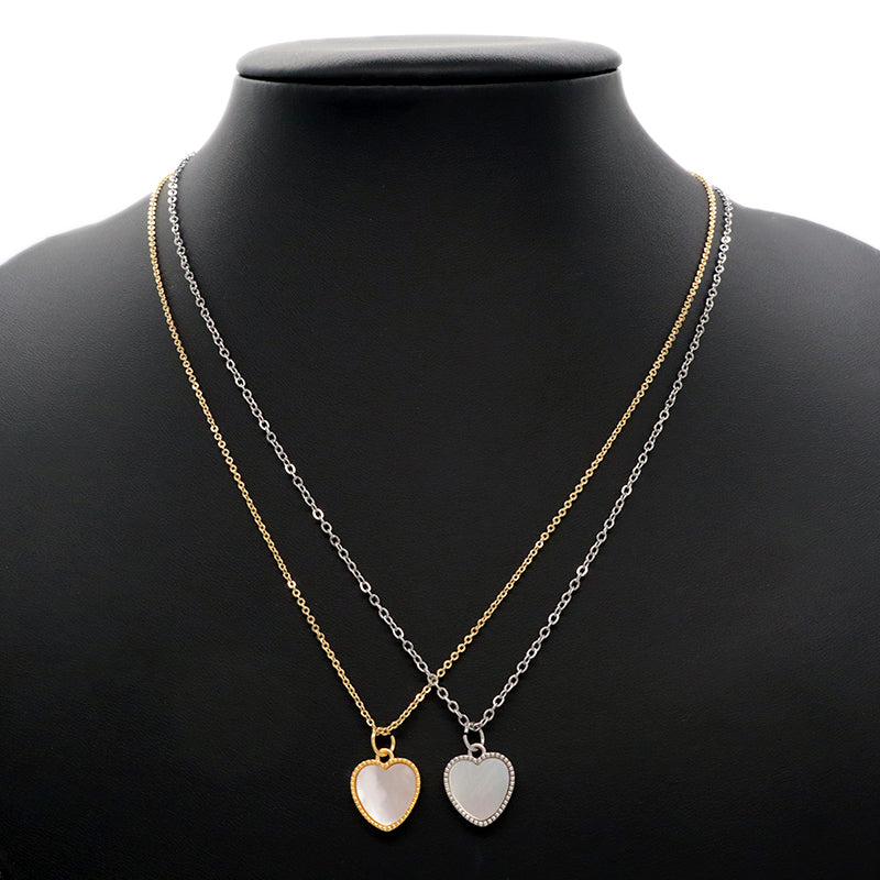 Wholesale Fashion Custom Women Gift Trendy Heart Shell Pendant Jewelry Gold Plated Stainless Steel Chain Necklace