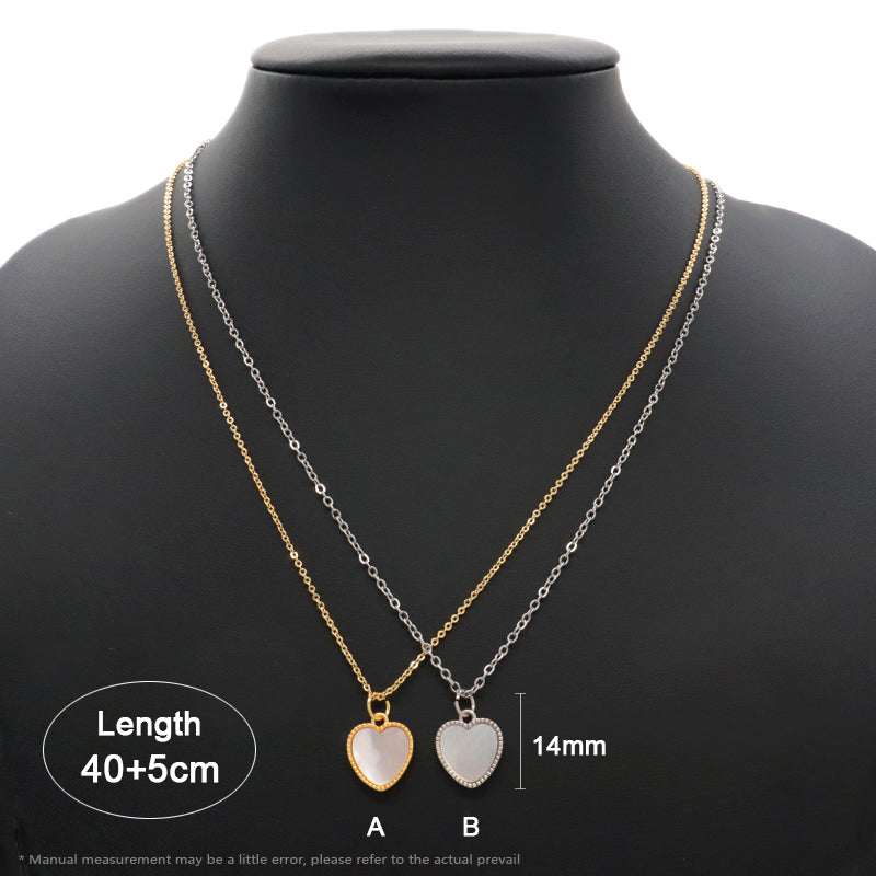 Wholesale Fashion Custom Women Gift Trendy Heart Shell Pendant Jewelry Gold Plated Stainless Steel Chain Necklace