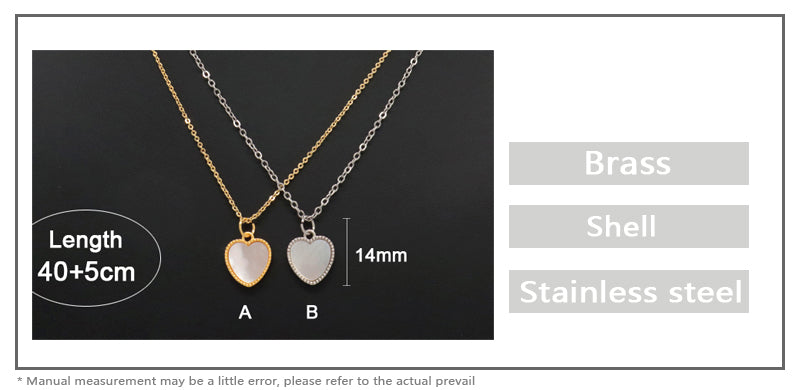 Wholesale Fashion Custom Women Gift Trendy Heart Shell Pendant Jewelry Gold Plated Stainless Steel Chain Necklace
