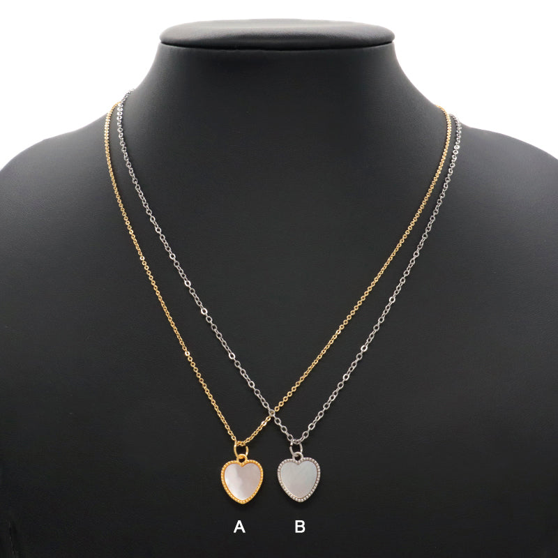 Wholesale Fashion Custom Women Gift Trendy Heart Shell Pendant Jewelry Gold Plated Stainless Steel Chain Necklace