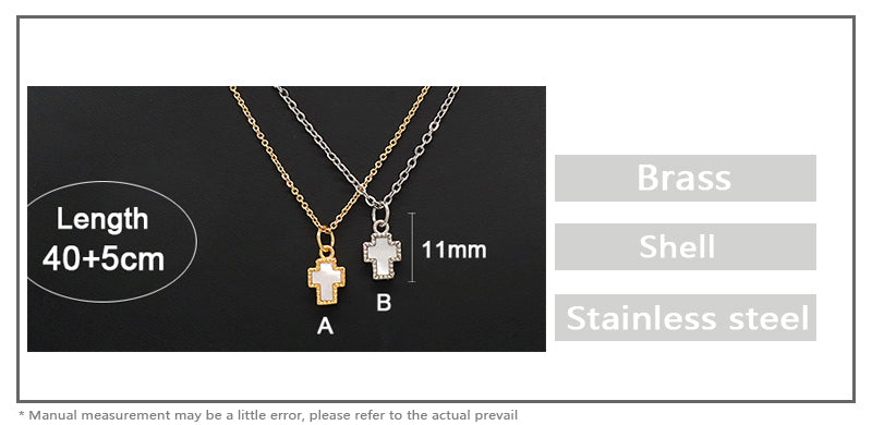 Wholesale Manufacture Trendy Gold Plated Stainless Steel Chain Shell Cross Pendant Necklace