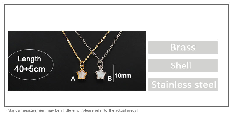 Wholesale Manufacture China Factory Custom Necklace Pendant Charm Gold Plated Stainless Steel Chain Star Shell Pendant Necklace