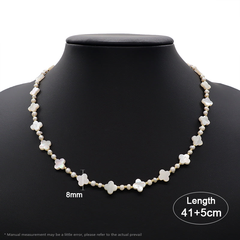 Newest Handmade Custom Women Gift Gold Plated Brass Beads Fresh Water Pearl Shell Charm Necklace Jewelry