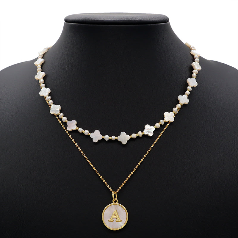 Newest Handmade Custom Women Gift Gold Plated Brass Beads Fresh Water Pearl Shell Charm Necklace Jewelry