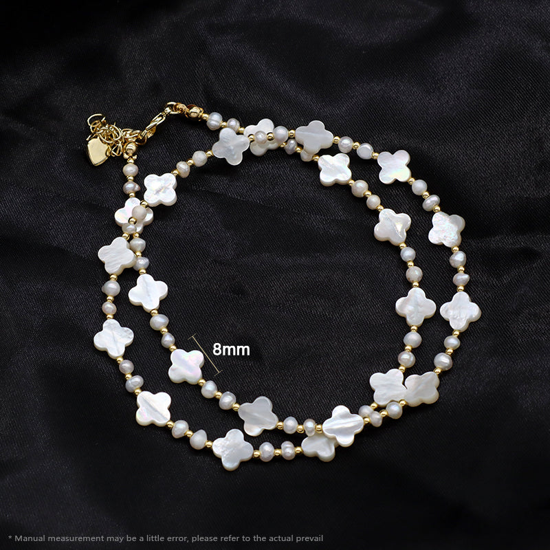 Newest Handmade Custom Women Gift Gold Plated Brass Beads Fresh Water Pearl Shell Charm Necklace Jewelry