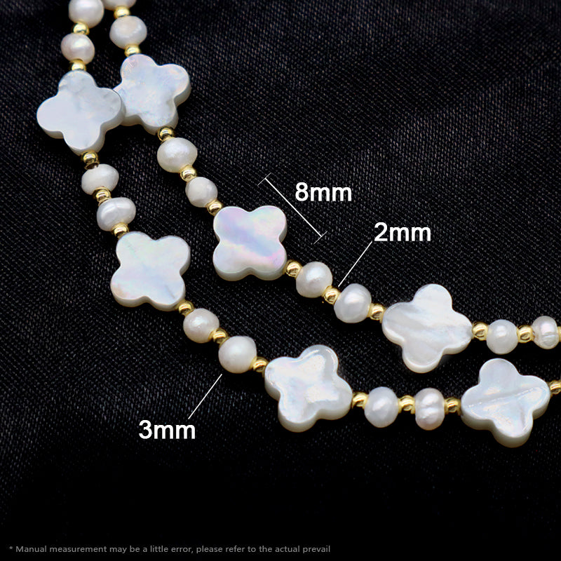Newest Handmade Custom Women Gift Gold Plated Brass Beads Fresh Water Pearl Shell Charm Necklace Jewelry