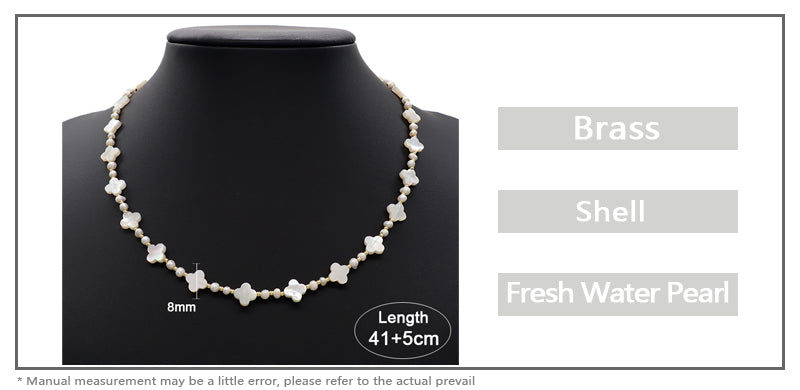 Newest Handmade Custom Women Gift Gold Plated Brass Beads Fresh Water Pearl Shell Charm Necklace Jewelry