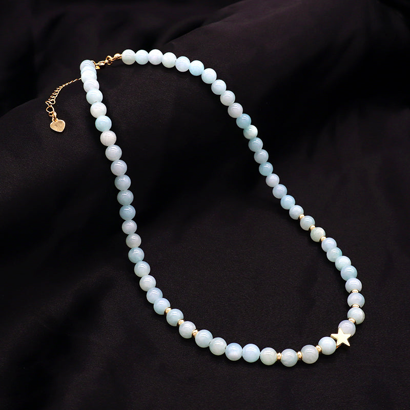 OEM Wholesale Custom Trendy Fashion Handmade Custom Jewelry 6mm Natural Stone Gold Plated Brass Charm Necklace