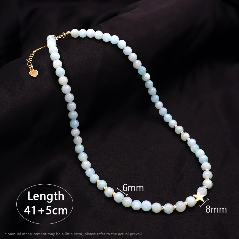 OEM Wholesale Custom Trendy Fashion Handmade Custom Jewelry 6mm Natural Stone Gold Plated Brass Charm Necklace