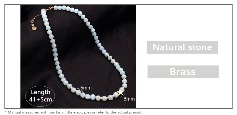 OEM Wholesale Custom Trendy Fashion Handmade Custom Jewelry 6mm Natural Stone Gold Plated Brass Charm Necklace