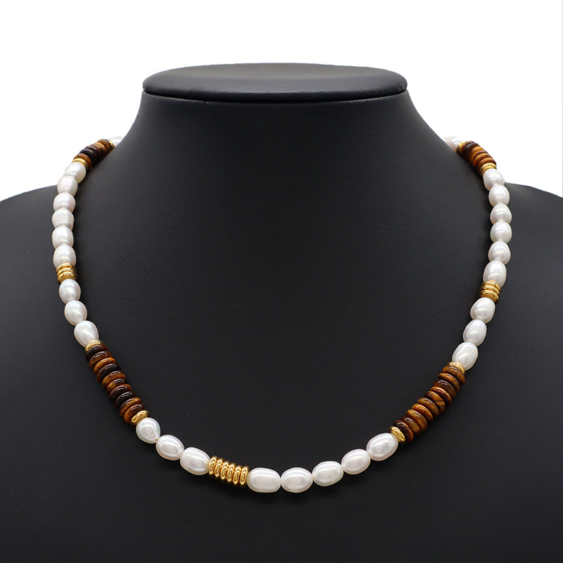 Wholesale Custom Newest Design Trendy Fashion Handmade Manufacture Natural Stone Beads Jewelry Fresh Water Pearl Necklace