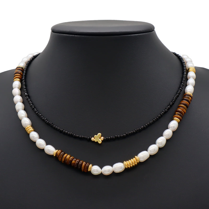 Wholesale Custom Newest Design Trendy Fashion Handmade Manufacture Natural Stone Beads Jewelry Fresh Water Pearl Necklace