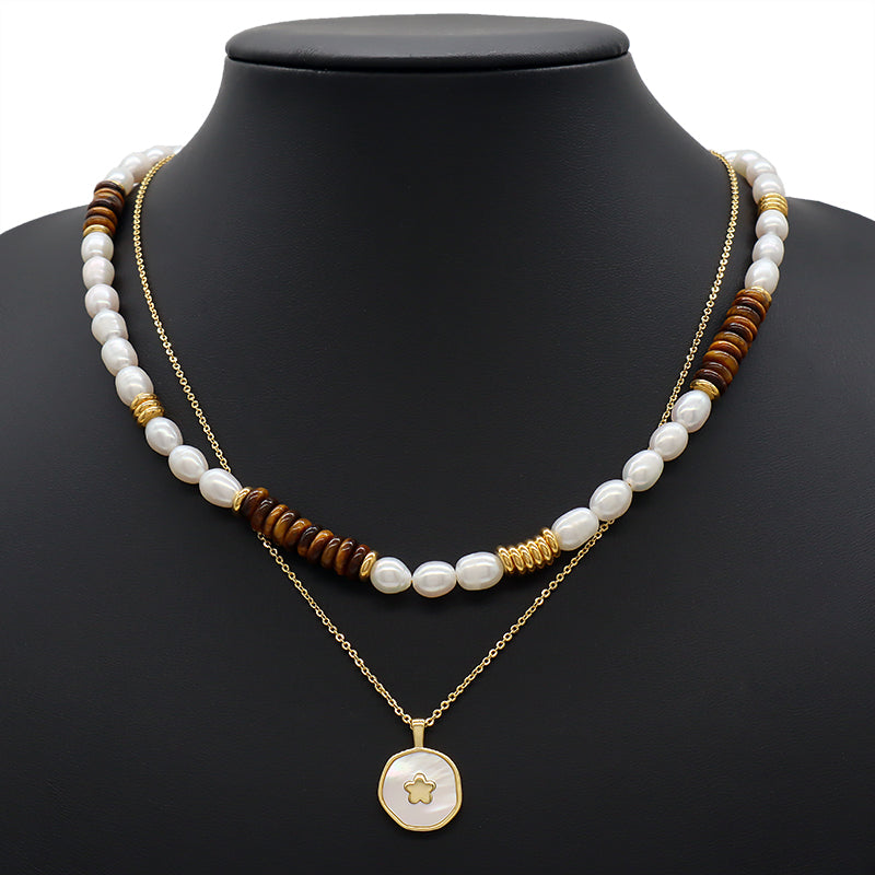 Wholesale Custom Newest Design Trendy Fashion Handmade Manufacture Natural Stone Beads Jewelry Fresh Water Pearl Necklace
