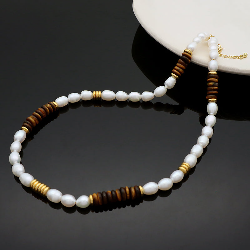 Wholesale Custom Newest Design Trendy Fashion Handmade Manufacture Natural Stone Beads Jewelry Fresh Water Pearl Necklace