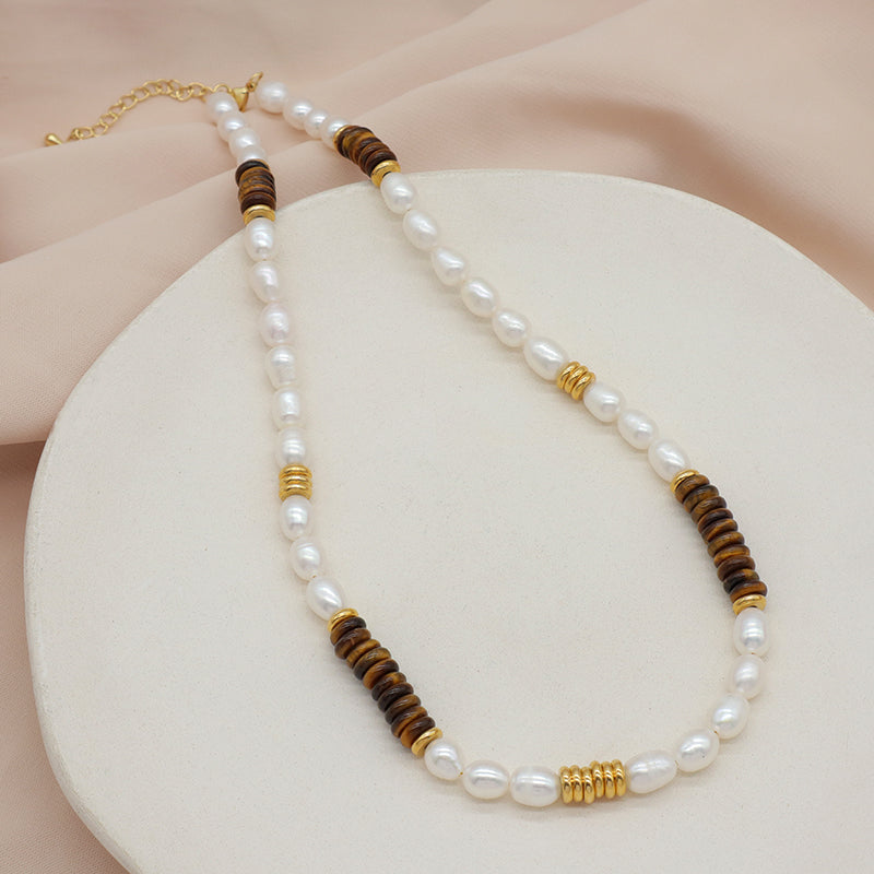 Wholesale Custom Newest Design Trendy Fashion Handmade Manufacture Natural Stone Beads Jewelry Fresh Water Pearl Necklace