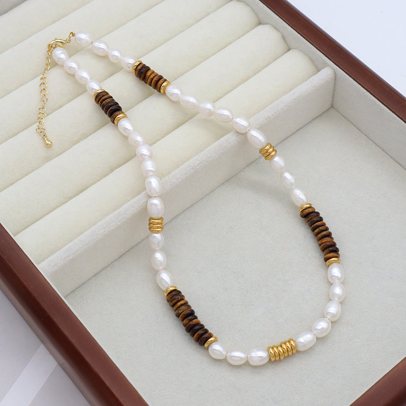Wholesale Custom Newest Design Trendy Fashion Handmade Manufacture Natural Stone Beads Jewelry Fresh Water Pearl Necklace