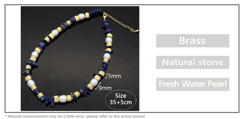 Custom Adjustable Handmade Natural Stone Necklace Fresh Water Pearl Necklace