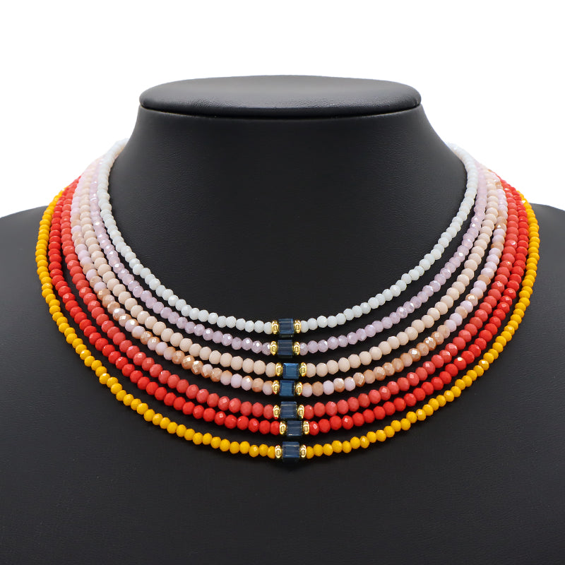Handmade OEM Wholesale Fashion Customized Gold Plated Glass Crystal Necklace For Women Gift
