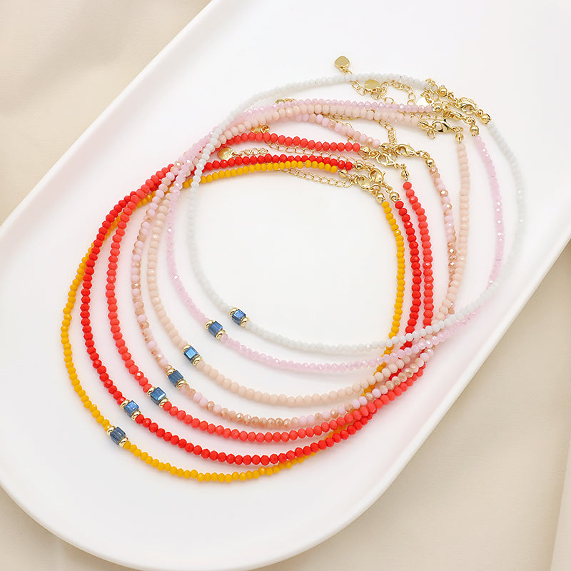 Handmade OEM Wholesale Fashion Customized Gold Plated Glass Crystal Necklace For Women Gift