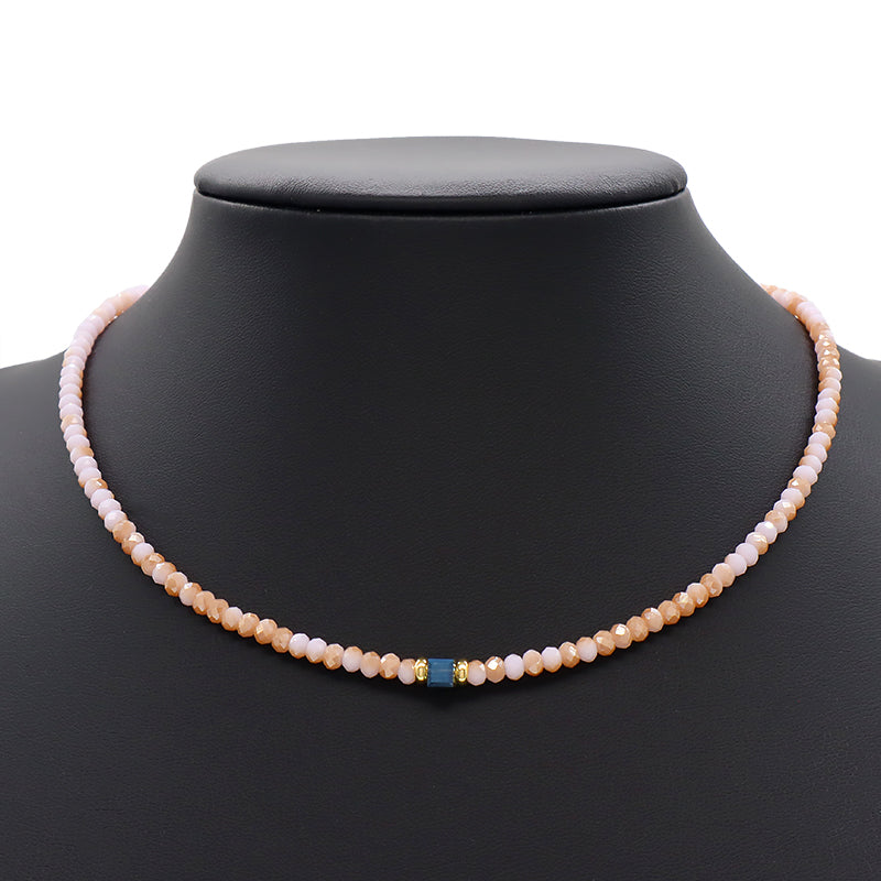 Handmade OEM Wholesale Fashion Customized Gold Plated Glass Crystal Necklace For Women Gift