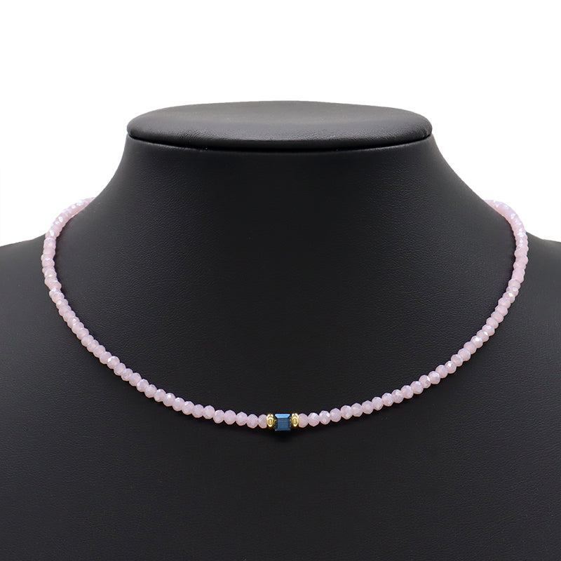 Handmade OEM Wholesale Fashion Customized Gold Plated Glass Crystal Necklace For Women Gift