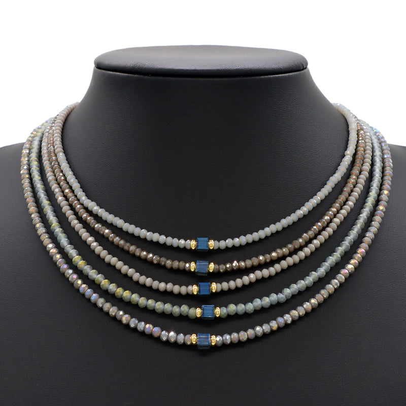 Handmade OEM Wholesale Fashion Customized Gold Plated Glass Crystal Necklace For Women Gift