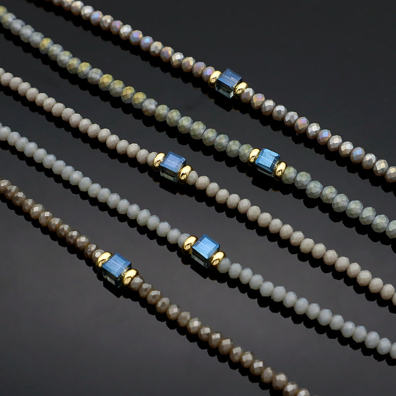 Handmade OEM Wholesale Fashion Customized Gold Plated Glass Crystal Necklace For Women Gift