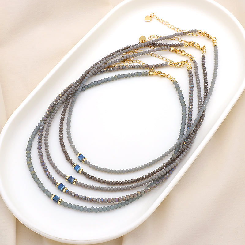 Handmade OEM Wholesale Fashion Customized Gold Plated Glass Crystal Necklace For Women Gift