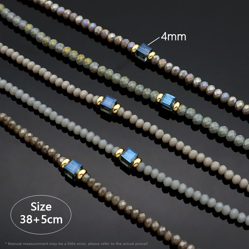 Handmade OEM Wholesale Fashion Customized Gold Plated Glass Crystal Necklace For Women Gift