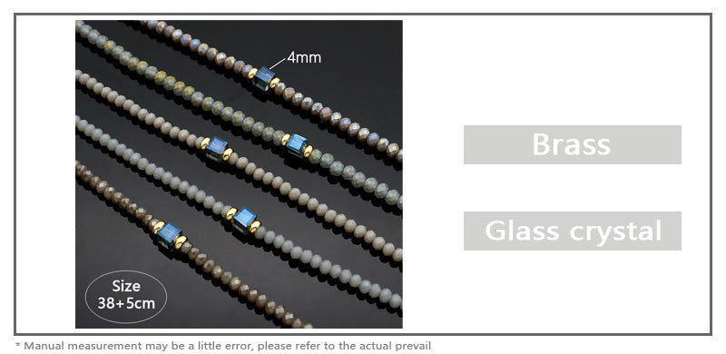 Handmade OEM Wholesale Fashion Customized Gold Plated Glass Crystal Necklace For Women Gift