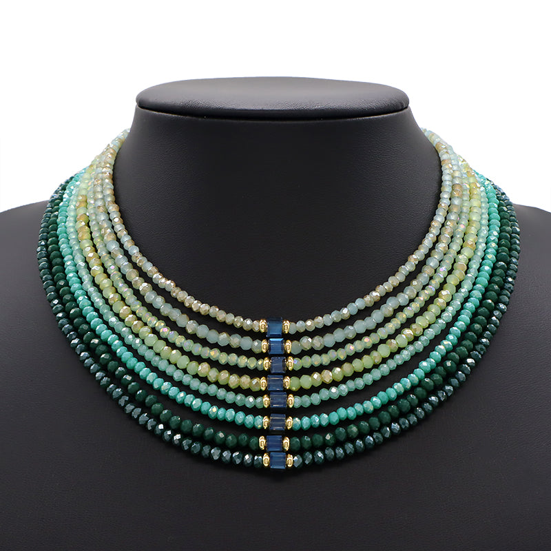 Handmade OEM Wholesale Fashion Customized Gold Plated Glass Crystal Necklace For Women Gift