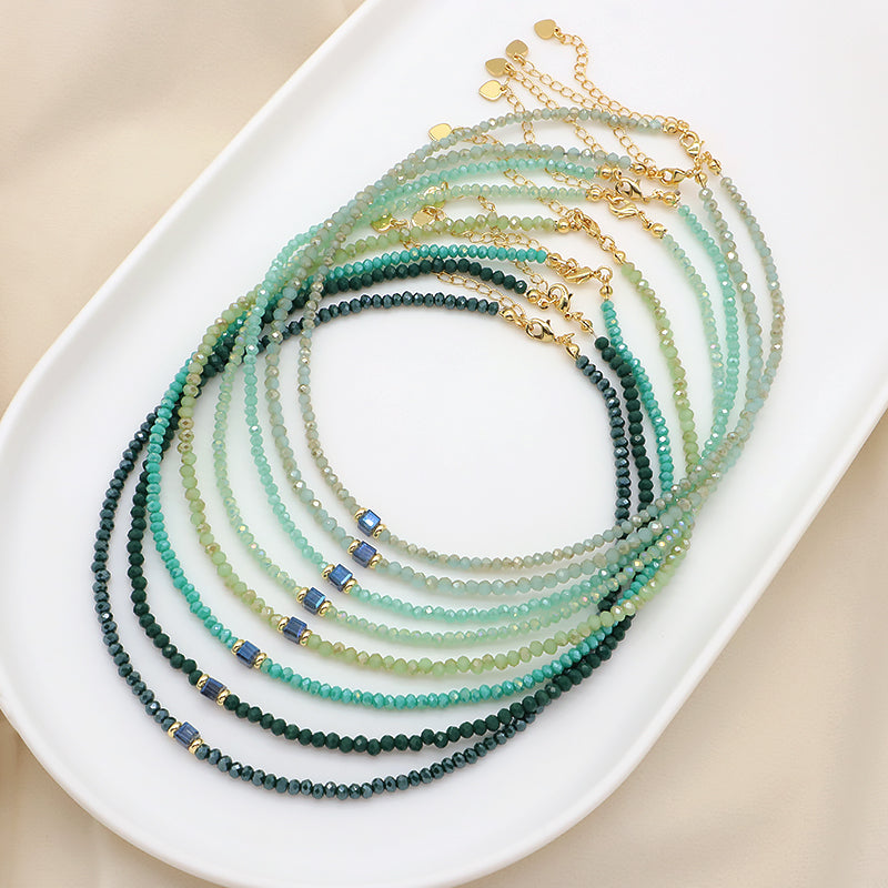 Handmade OEM Wholesale Fashion Customized Gold Plated Glass Crystal Necklace For Women Gift