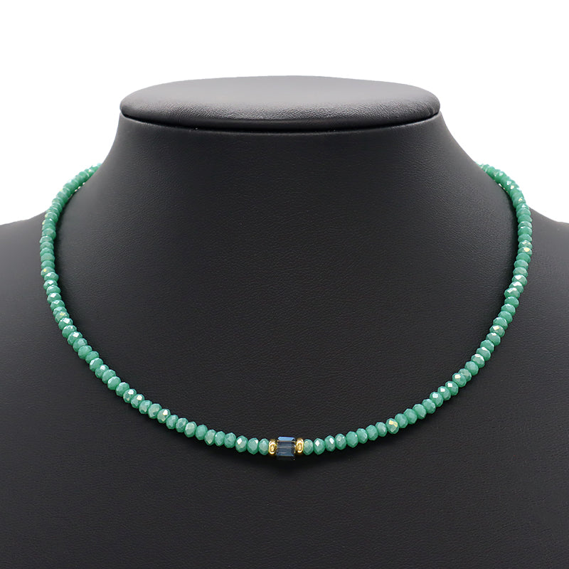 Handmade OEM Wholesale Fashion Customized Gold Plated Glass Crystal Necklace For Women Gift