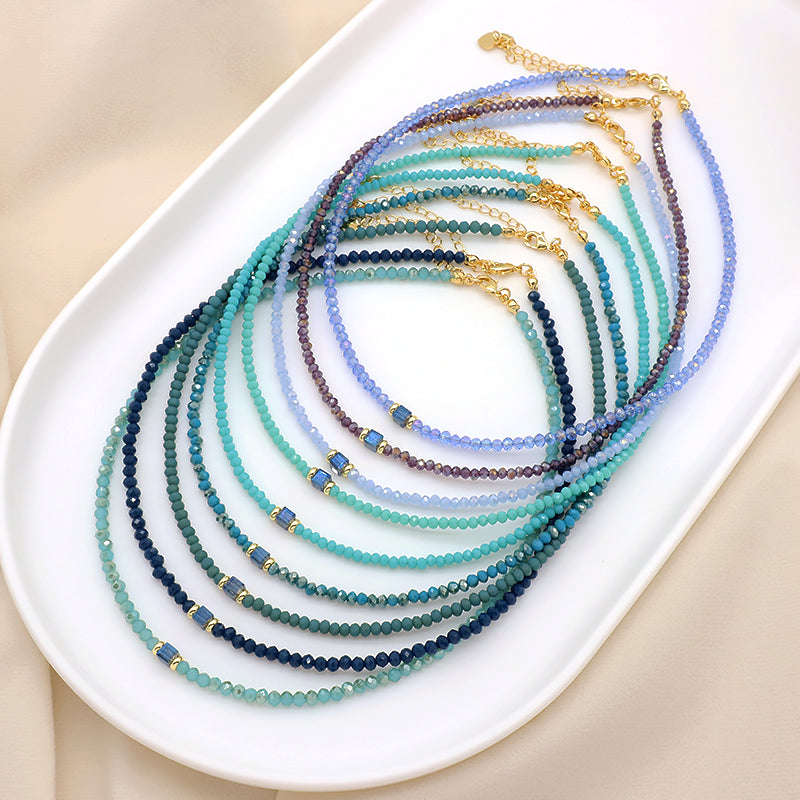 Handmade OEM Wholesale Fashion Customized Gold Plated Glass Crystal Necklace For Women Gift